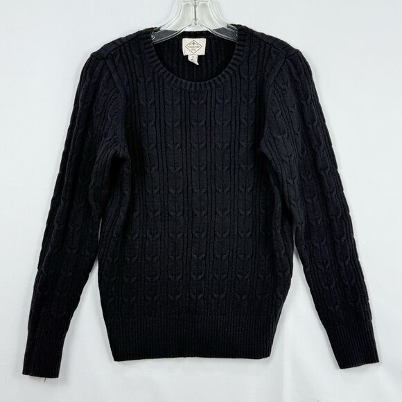 St John's Bay Women's Long Sleeve Cable Knit Sweater Size Small Black - Picture 2 of 16